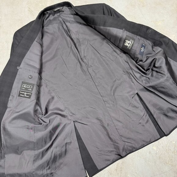 Coppley 1883 Blazer Reda Italy Super 130's Wool Check Sport Coat Grey 46L - Picture 6 of 9